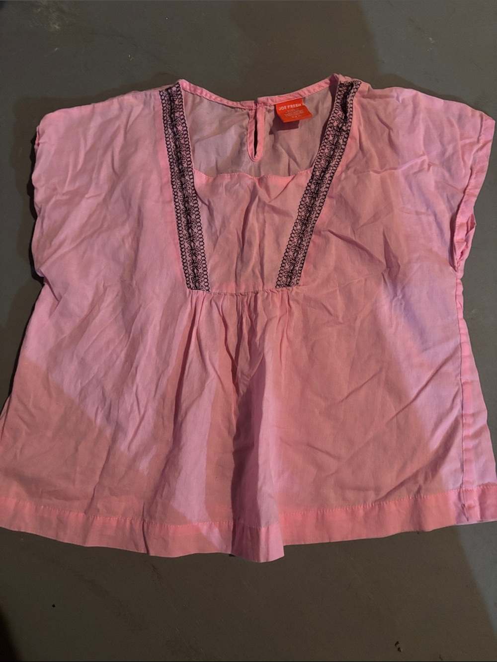 Joe Fresh Light Pink Embroidered Peasant Blouse- size small (6)